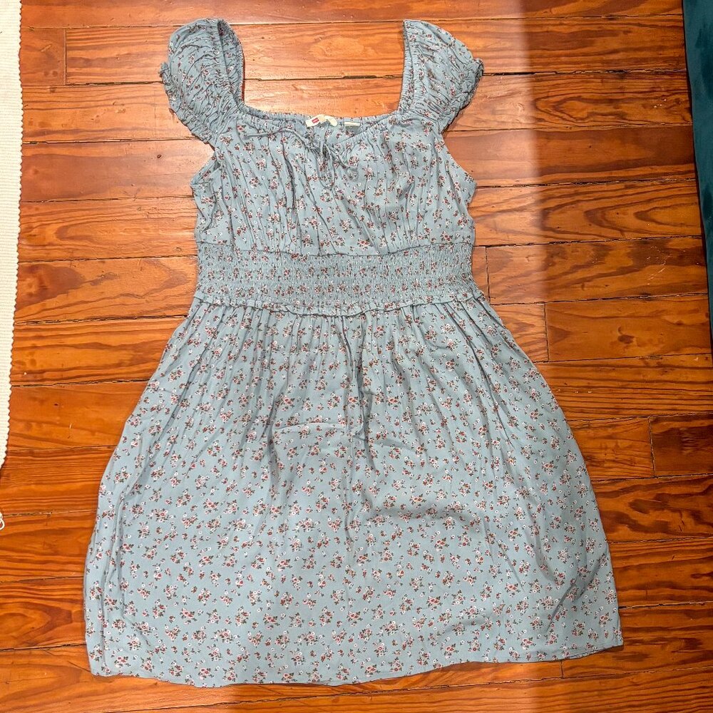 Levi's - Yara Crepe Dress - Blue Floral Pattern - Size: L